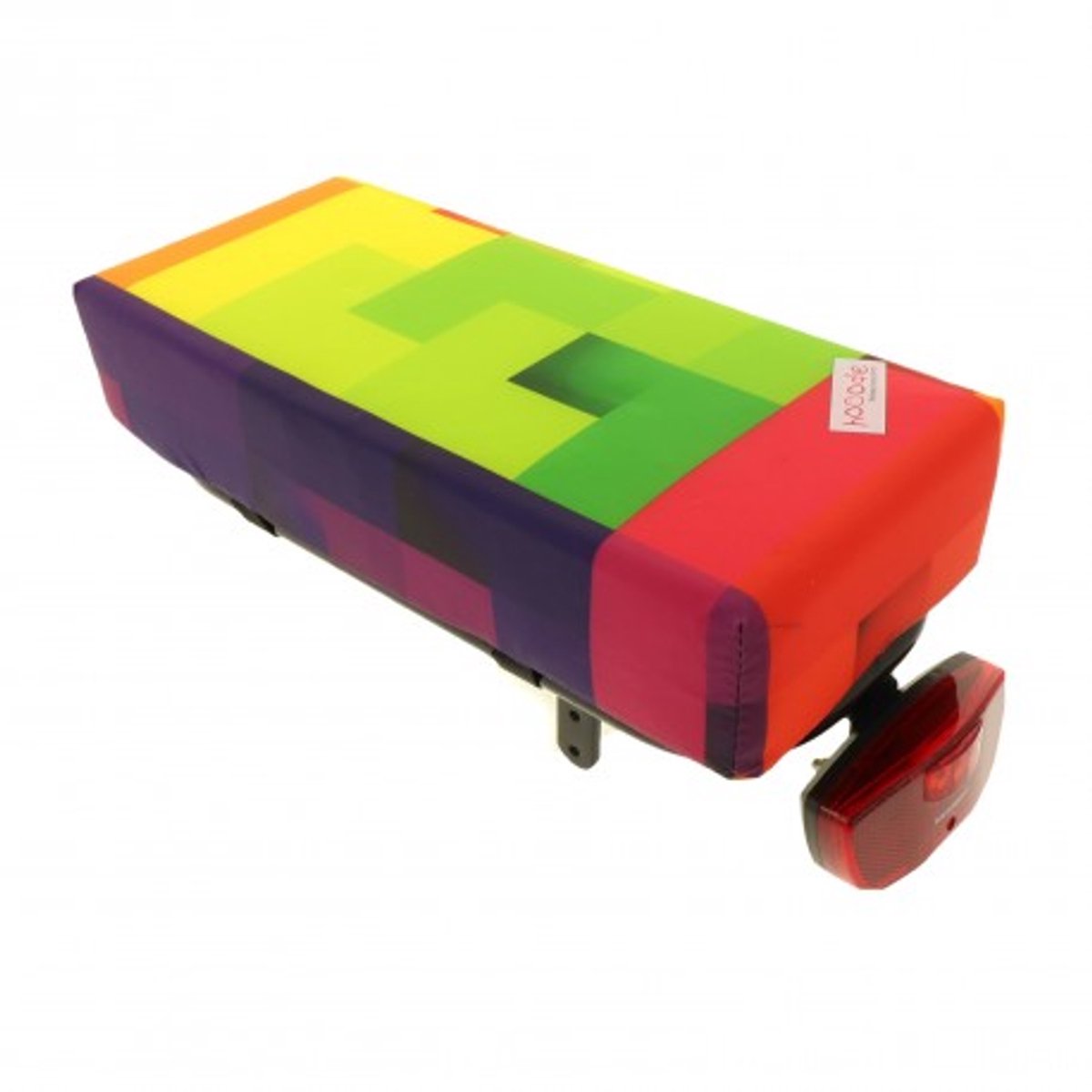 HOOODIE Big Cushie - Fietskussen Bagagedrager - Blocks - Groen - Rood - Paars - Kussentje fietsstoeltje