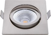 EcoDim - LED Spot - Inbouwspot - ED-10027 - 5W - Waterdicht IP54 - Dimbaar - Dim to Warm - Warm Wit 2000K-3000K - Geborsteld Nikkel - Aluminium - Vierkant - Kantelbaar - BSE