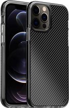 Transparante koolstofvezel + TPU schokbestendig hoesje voor iPhone 12/12 Pro (zwart)