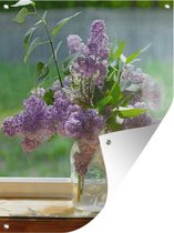 Vase en Verres aux lilas Affiche de jardin 120x160 cm - Toile de jardin / Toile d'extérieur / Peintures d'extérieur (décoration de jardin) XXL / Groot format!
