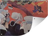 Tuinschilderij Het visioen na de preek - Schilderij van Paul Gauguin - 80x60 cm - Tuinposter - Tuindoek - Buitenposter