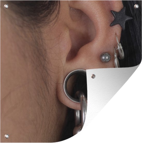 Affiche de jardin oreille humaine remplie de piercings 50x50 cm - petit -  Toile de... | bol.com