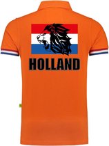 Luxe Holland supporter poloshirt leeuw met Nederlandse vlag 200 grams EK / WK voor heren S
