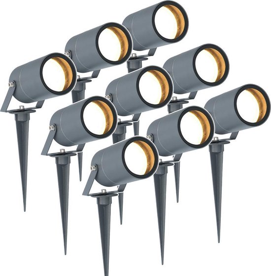 HOFTRONIC 9x HOFTRONIC Spikey - Tuinspot voor buiten - LED - Antraciet - 2700K Warm wit - Waterdicht - 5 Watt - Voor het uitlichten van planten/struiken en bomen