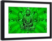 Foto in frame , Mediterende Boeddha , 120x80cm , Groen, Premium print