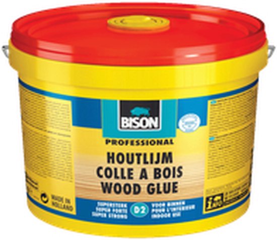 Bison Houtlijm emmer 5 kg hoogwaardige, hoogwaardige, vochtbestendige witte houtlijm, droogt transparant op, oplosmiddelvrij, overschilderbaar, D2m sterker dan hout