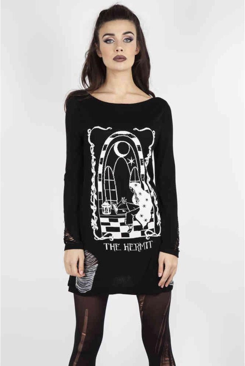 Jawbreaker Sweater/trui L On My Own Ripped Zwart/Wit