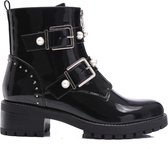 WELOVESHOES® Biker boots met Hak - Imitatieleer - Zwart - Maat 39