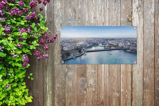 Panorama de Geneva Suisse en hiver affiche de jardin toile en vrac 80x40 cm - petit - Toile de jardin / Toile d'extérieur / Peintures d'extérieur (décoration de jardin)