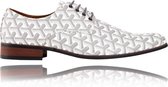 3D White - Maat 48 - Lureaux - Kleurrijke Schoenen Voor Heren - Veterschoenen Met Print