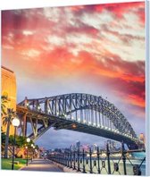 HalloFrame - Schilderij - Sydney Harbour Bridge Akoestisch - Zilver - 140 X 140 Cm