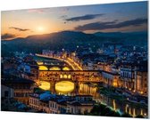 Wandpaneel Ponte Vecchio Florence Italië  | 210 x 140  CM | Zilver frame | Wand-beugels (27 mm)