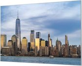 Wandpaneel New York City Financial District  | 150 x 100  CM | Zwart frame | Wand-beugels (27 mm)