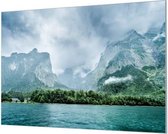HalloFrame - Schilderij - Meer En Bergen Akoestisch - Zilver - 150 X 100 Cm