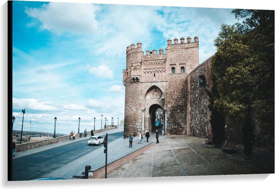 Canvas  - Puerta Del Sol in Toledo - 120x80cm Foto op Canvas Schilderij (Wanddecoratie op Canvas)