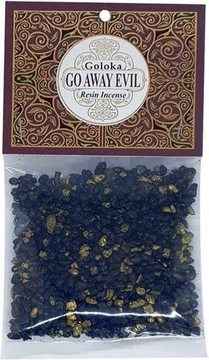 Goloka go away evil - wierookhars - resin incense - wierookkorrels - zakje 30 gram