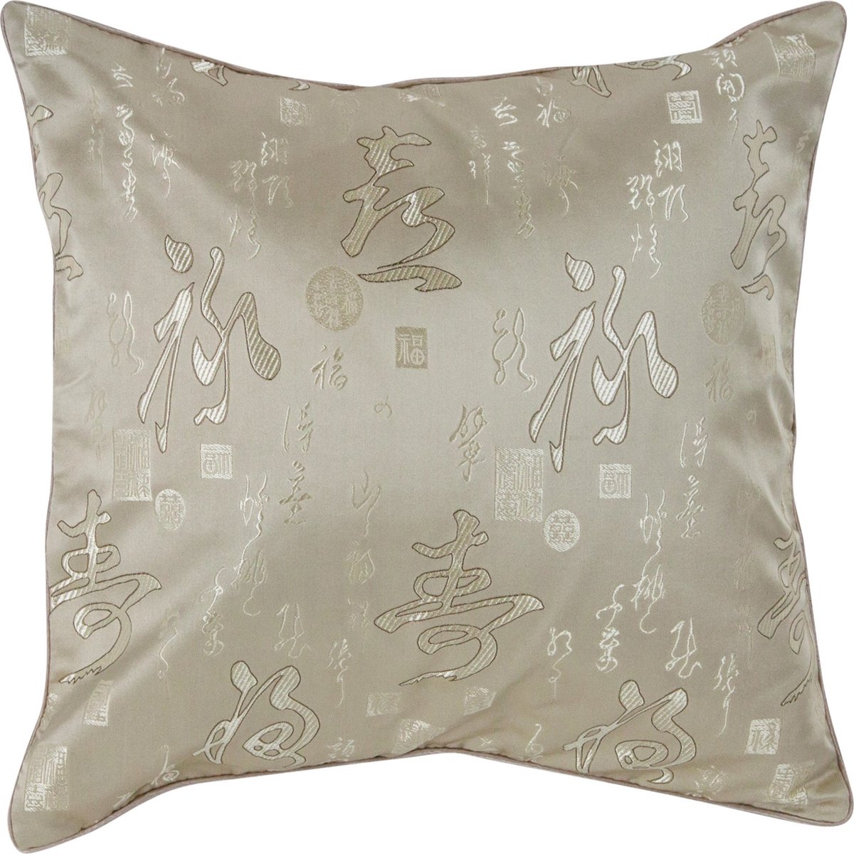 Fine Asianliving Chinese Kussen Kalligrafie Greige 45x45cm