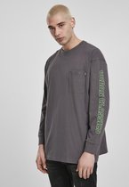Urban Classics Longsleeve shirt -M- Neon Logo Boxy Pocket Grijs