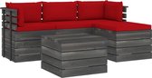 Medina 5-delige Loungeset met kussens pallet massief grenenhout