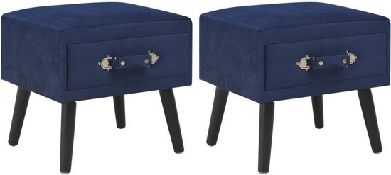 Medina Tables de chevet 2 pcs 40x35x40 cm velours bleu