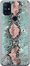 OnePlus Nord N10 5G hoesje siliconen - Slangenprint pastel mint | OnePlus Nord N10 5G case | mint | TPU backcover transparant