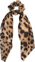 Scrunchie Haarelastiek Linten Panter Bruin