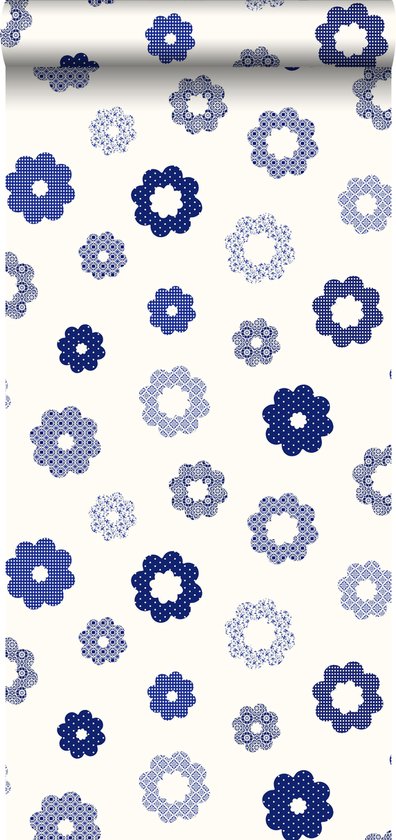 Sanders & Sanders behang kanten bloemen blauw - 935228 - 53 cm x 10,05 m