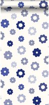 Sanders & Sanders behangpapier kanten bloemen blauw - 935228 - 53 cm x 10,05 m