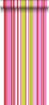 ESTAhome behang strepen limegroen en roze - 116532 - 53 cm x 10,05 m