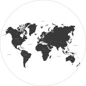 ESTAhome zelfklevende behangcirkel wereldkaart zwart wit - 159009 - 140 x 140 cm