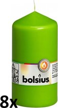 8 stuks Bolsius lime groen stompkaarsen 130/70 (43 uur)