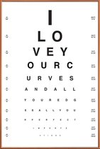 JUNIQE - Poster met kunststof lijst Eye Chart I Love You -20x30 /Wit &