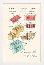 JUNIQE - Poster in houten lijst Legoblokje - Patentopdruk - Kleur
