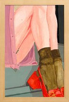 JUNIQE - Poster in houten lijst The Waiting Girl -40x60 /Kleurrijk