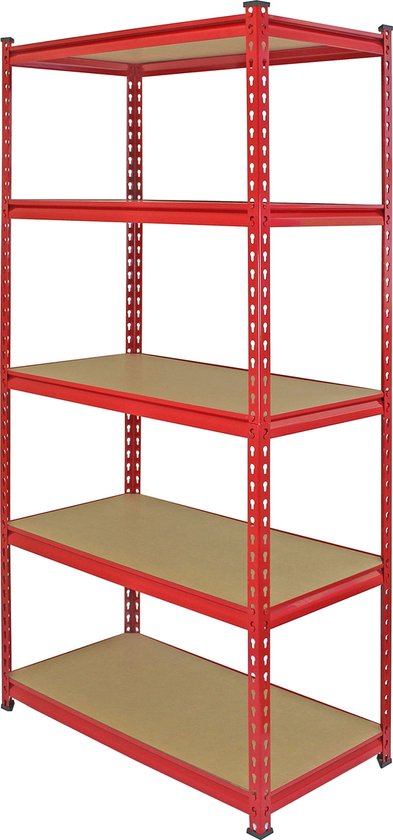 Z-Rax Stellingkast - 90x45x183 cm - Rood - 100% boutloos - Draagkacht: 1800 kg - opbergrek metaal