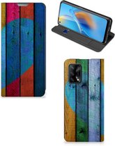 Smartphone Hoesje OPPO A74 4G Mobiel Bookcase Wood Heart