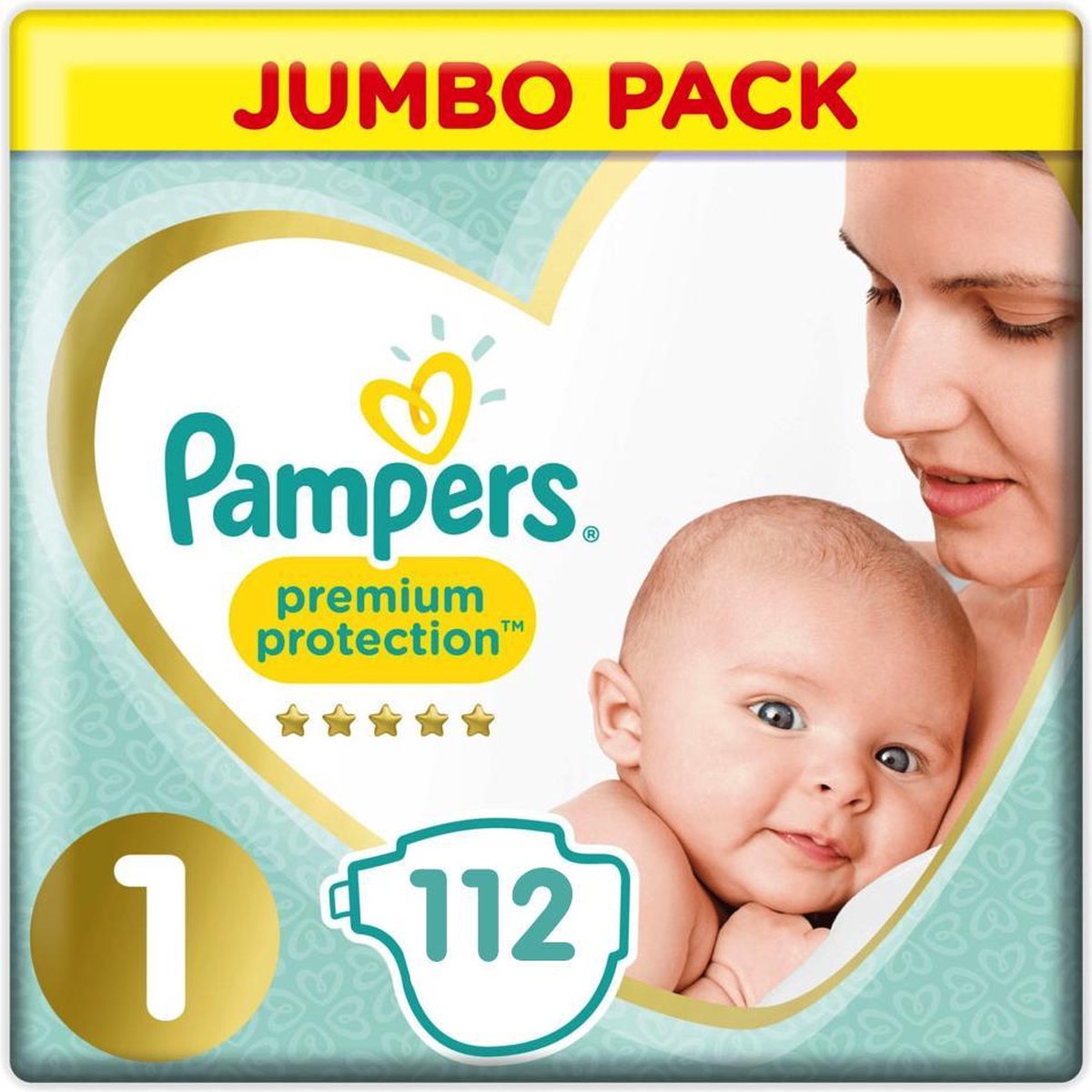Pampers Premium Protection - Maat 1 - Jumbo Pack - 112 luiers | bol
