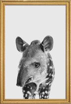 JUNIQE - Poster met houten lijst Tapir Classic -13x18 /Wit & Zwart