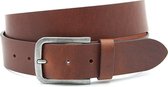 Heren jeans riem cognac 4 cm breed - Cognac - Casual - Echt Leer - Taille: 105cm - Totale lengte riem: 120cm