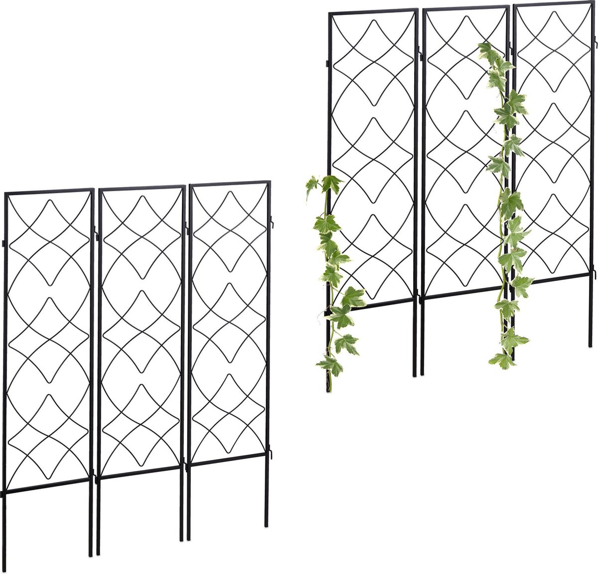 Relaxdays plantensteun klimplanten, set van 2, 70 cm hoog, staal, kunststof, voor tuin, klimplantensteun rozen, zwart