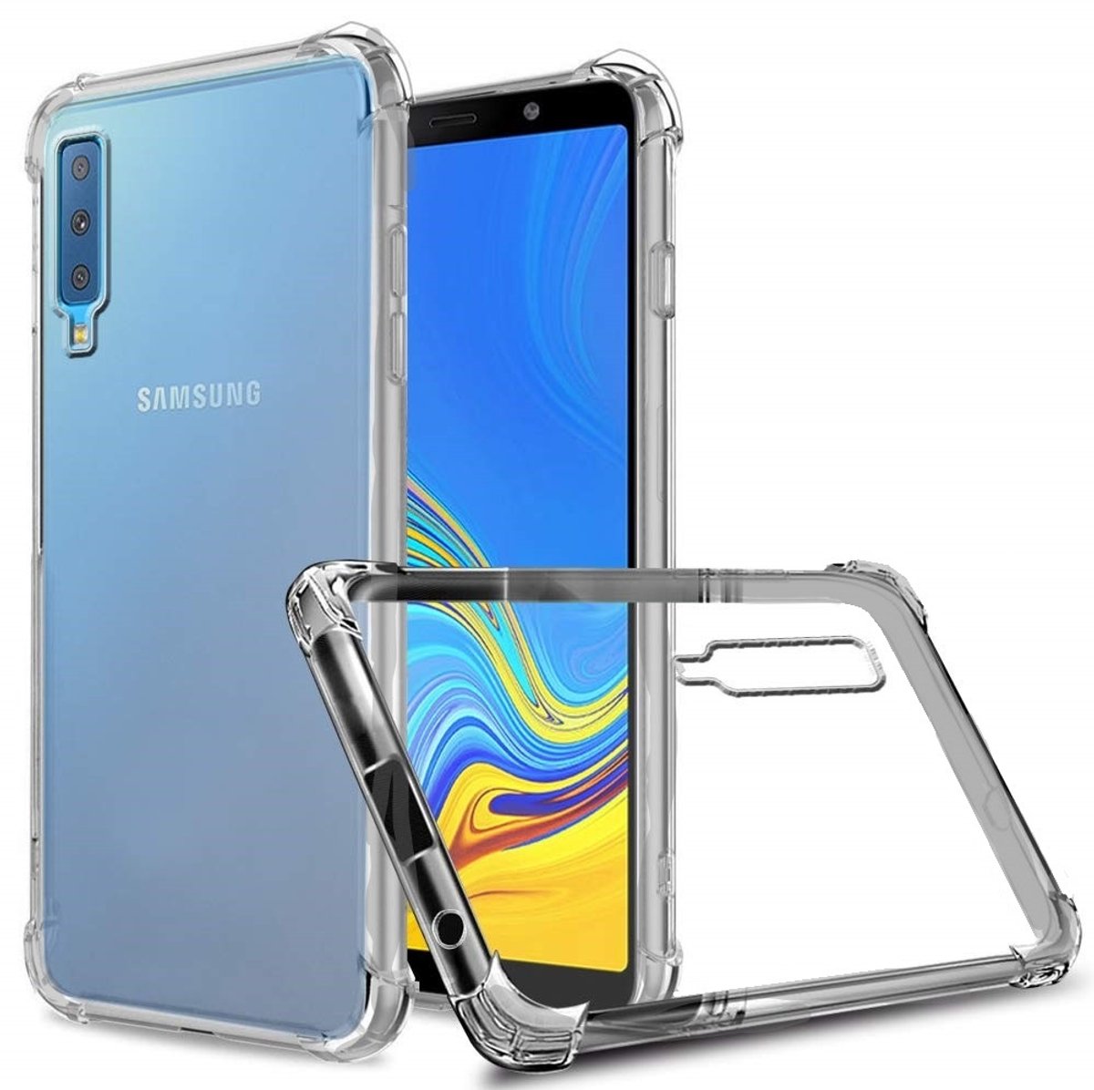 Ntech Hoesje Geschikt Voor Samsung Galaxy A7 (2018) Smokey Anti Shock Hoesje - Transparent