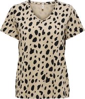 Only T-shirt Onlnulle Life S/s V-neck Top Jrs 15233998 Humus/black Leo Dames Maat - S