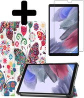 Hoes Geschikt voor Samsung Galaxy Tab A7 Lite Hoes Book Case Hoesje Trifold Cover Met Screenprotector - Hoesje Geschikt voor Samsung Tab A7 Lite Hoesje Bookcase - Vlinders
