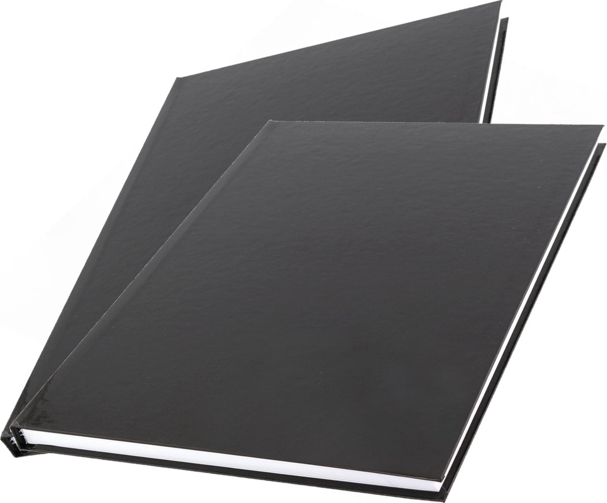 Pakket van 2x stuks schoolschriften A4 gelinieerd harde kaft - zwart