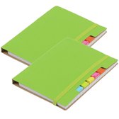 Pakket van 4x stuks schoolschriften/notitieboeken A5 gelinieerd harde kaft - groen - Inclusief pen
