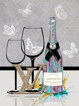 Glasschilderij metal - Champagne Louis Vuitton - 60x80 cm