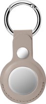 By Qubix - AirTag case leather series - leren AirTag sleutelhanger met ring - grijs