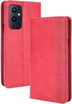 Vintage Book Case - OnePlus 9 Pro Hoesje - Rood