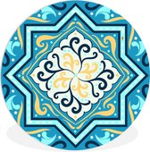 Motif carré avec une étoile et décorations sur fond bleu Assiette en plastique cercle mural - ⌀ 150 cm - peinture ronde - impression photo sur cercle mural plastique (forex) / cercle vivant / (décoration murale)