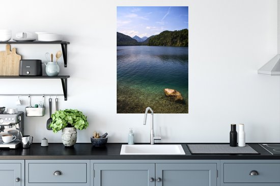 Sticker Muursticker Neuschwanstein - Lac près de Hohenschwangau près de Bavière en Allemagne - 60x90 cm - film autocollant - sticker mural repositionnable